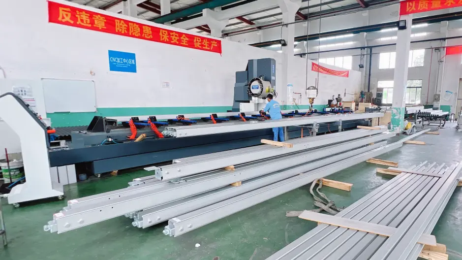 Aluminum profile processing in the factory